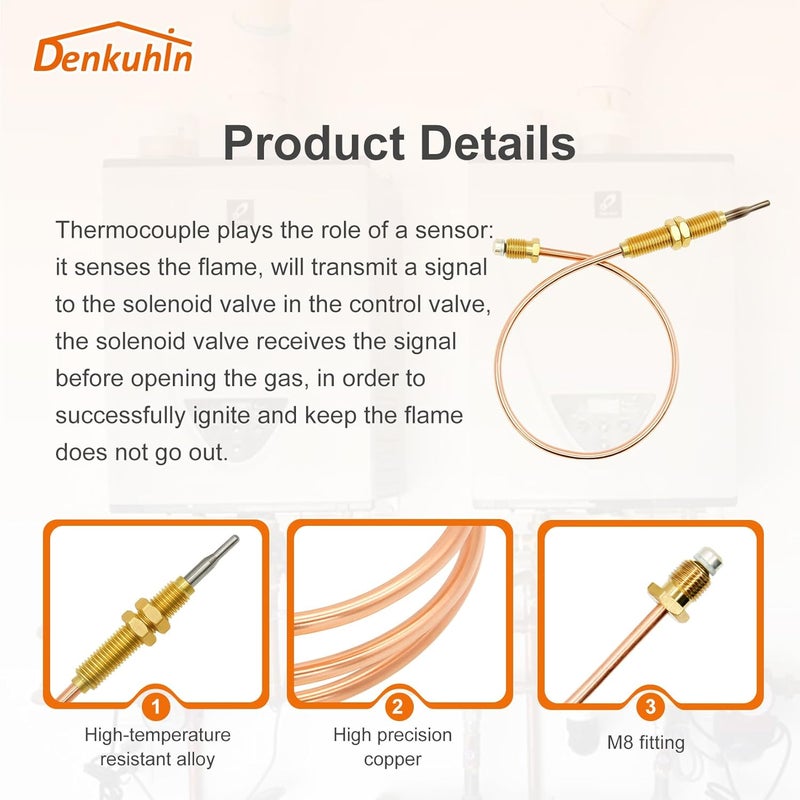 Denkuhin Fire Pit Thermocouple F273117 Fit for Mr-Heater MH12C, MH12T, MH12CS, MH12TS, MH24T, MH24TS, MH42T, Replace F273100, F273105, F273200, F273300, F273305, F273600 (2/Pack) - Image 3